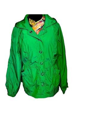 Mifrescia Green Light Weight Hooded Rain Jacket size M. EUC ☔️
